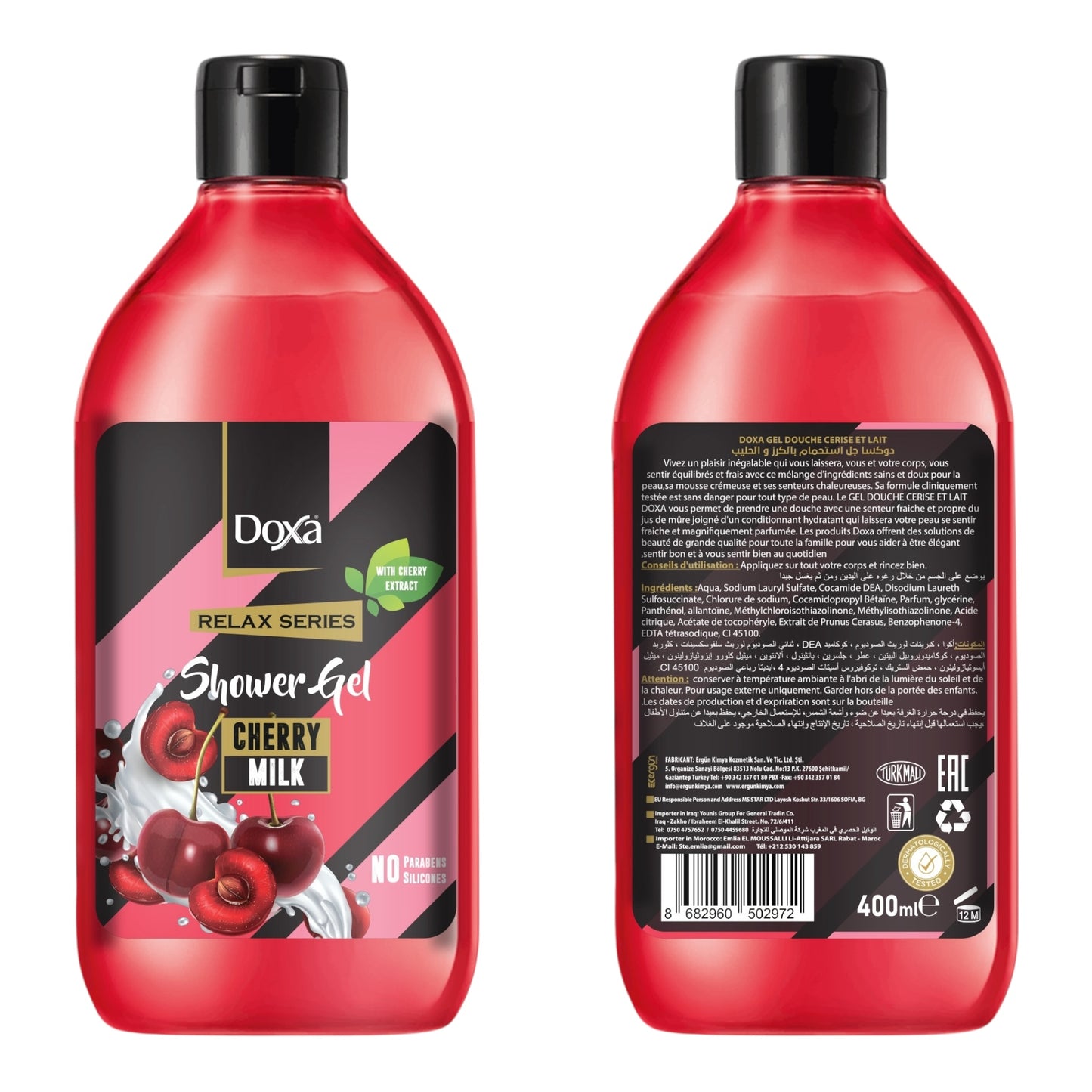 12X Doxa Relax Series-Shower Gel 400 Ml - Cherry&Milk
