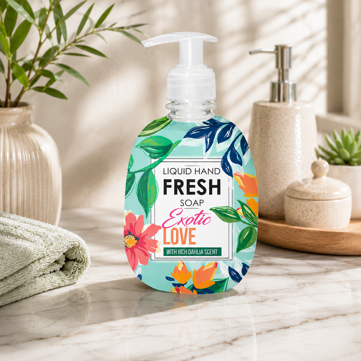 11 + 1 Gratis Liquid Hand Soap Exotic Love – Voordeelpakket van 12 Stuks | Langdurig Fris & Zacht voor de Handen
