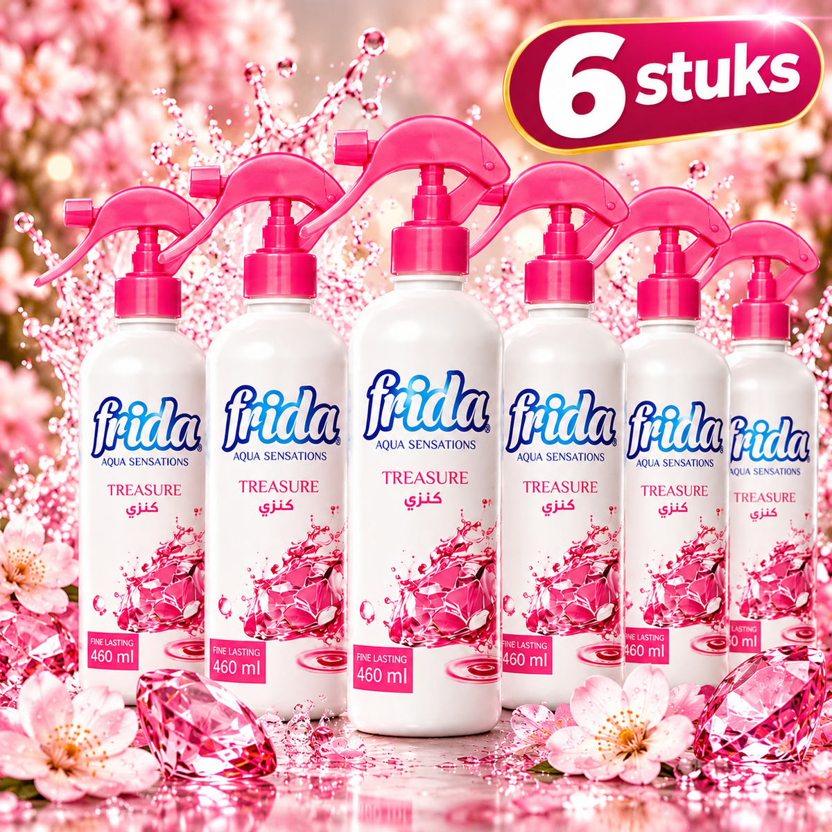 6 Stuks Frida Aqua Sensations Luchtverfrisserspray 460 ml – Verkrijgbaar in 8 Geuren