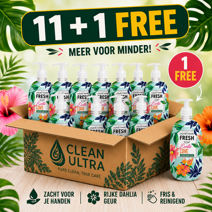 11 + 1 Gratis Liquid Hand Soap Exotic Love – Voordeelpakket van 12 Stuks | Langdurig Fris & Zacht voor de Handen
