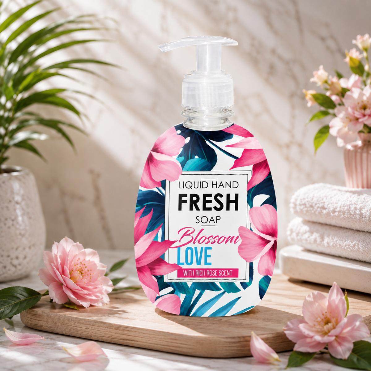 10 + 2 Gratis Liquid Hand Soap Bolssom Love 500ml – Voordeelpakket van 12 Stuks | Langdurig Fris & Zacht voor de Handen