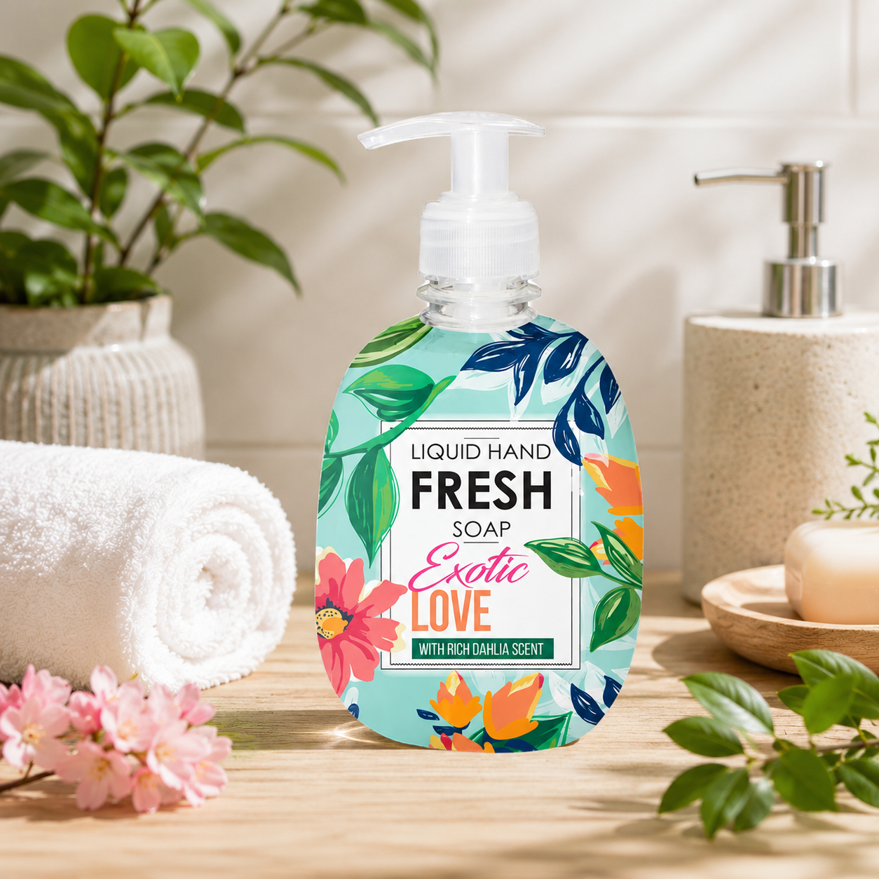 11 + 1 Gratis Liquid Hand Soap Exotic Love – Voordeelpakket van 12 Stuks | Langdurig Fris & Zacht voor de Handen