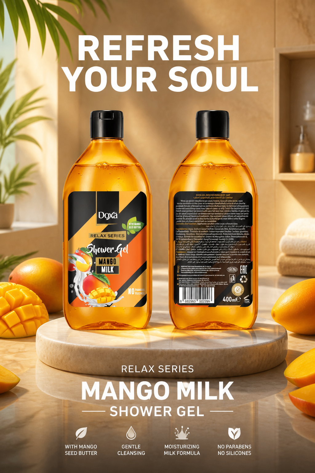 Doxá Relax Series Shower Gel Voordeelpakket – 4 Heerlijke Geuren (4 × 400 ml)