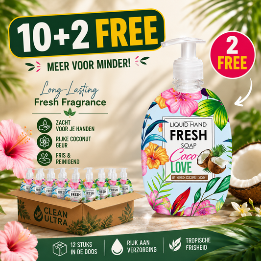 10 + 2 Gratis Liquid Hand Soap Coco Love 500ml – Voordeelpakket van 12 Stuks | Langdurig Fris & Zacht voor de Handen