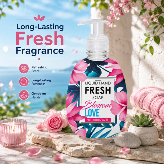 10 + 2 Gratis Liquid Hand Soap Bolssom Love 500ml – Voordeelpakket van 12 Stuks | Langdurig Fris & Zacht voor de Handen