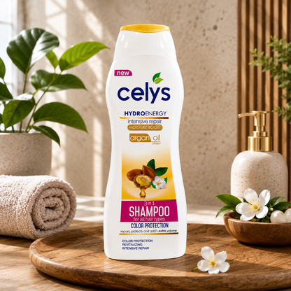 Celys Hydroenergy Shampoo Voordeelpakket – 3 Stuks | Argan Oil, Garlic Extract & Coconut Milk | Complete Haarverzorging