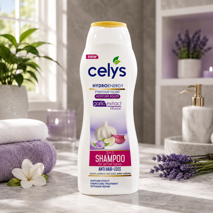 Celys Hydroenergy Shampoo Voordeelpakket – 3 Stuks | Argan Oil, Garlic Extract & Coconut Milk | Complete Haarverzorging