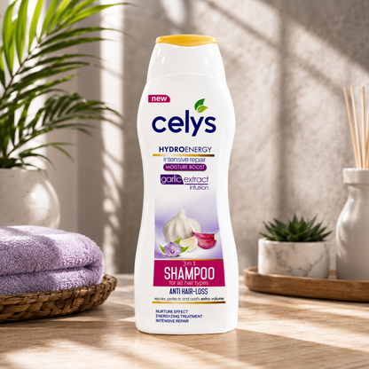 Celys Hydroenergy Shampoo Voordeelpakket – 3 Stuks | Argan Oil, Garlic Extract & Coconut Milk | Complete Haarverzorging