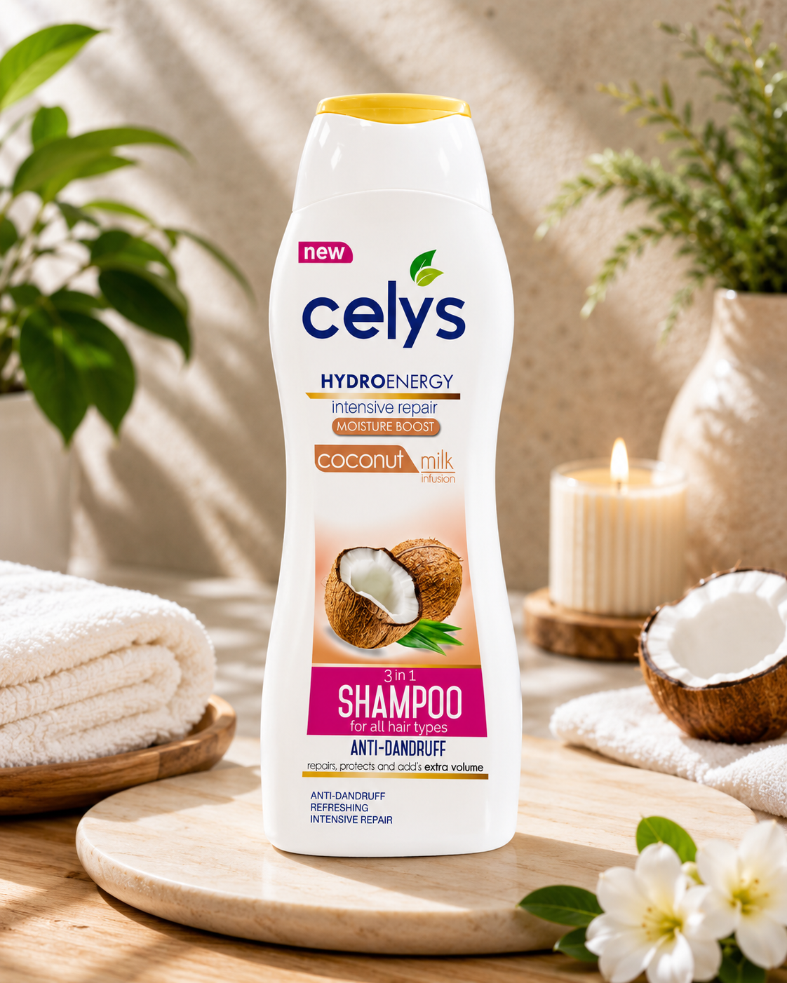 Celys Hydroenergy Shampoo Voordeelpakket – 3 Stuks | Argan Oil, Garlic Extract & Coconut Milk | Complete Haarverzorging