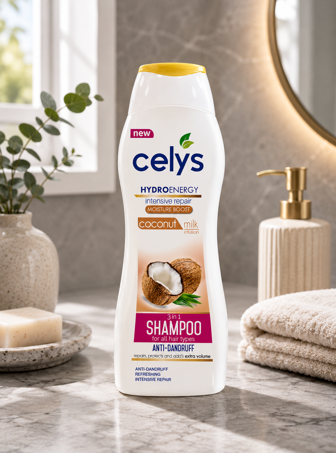 Celys Hydroenergy Shampoo Voordeelpakket – 3 Stuks | Argan Oil, Garlic Extract & Coconut Milk | Complete Haarverzorging