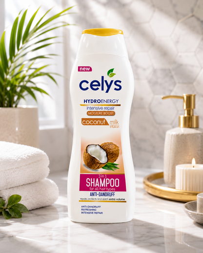 Celys Hydroenergy Shampoo Voordeelpakket – 3 Stuks | Argan Oil, Garlic Extract & Coconut Milk | Complete Haarverzorging