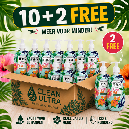 10 + 2 Gratis Liquid Hand Soap Exotic Love 500ml – Voordeelpakket van 12 Stuks | Langdurig Fris & Zacht voor de Handen