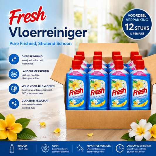 Fresh Vloerreiniger Summer Flowers 1L – Voordeelverpakking 12 Stuks