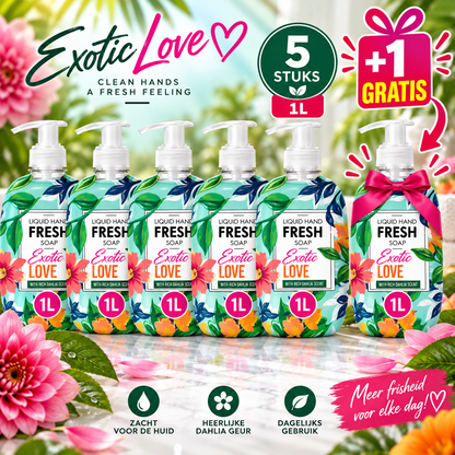 Fresh Exotic Love Vloeibare Handzeep – 5 + 1 Gratis – 6 x 1L – Exotic Geur