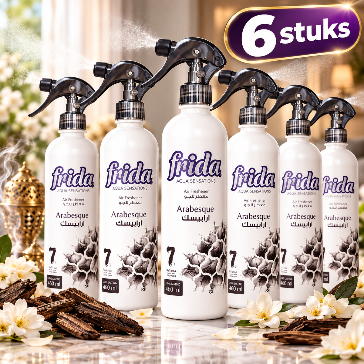 6 Stuks Frida Aqua Sensations Luchtverfrisserspray 460 ml – Verkrijgbaar in 8 Geuren