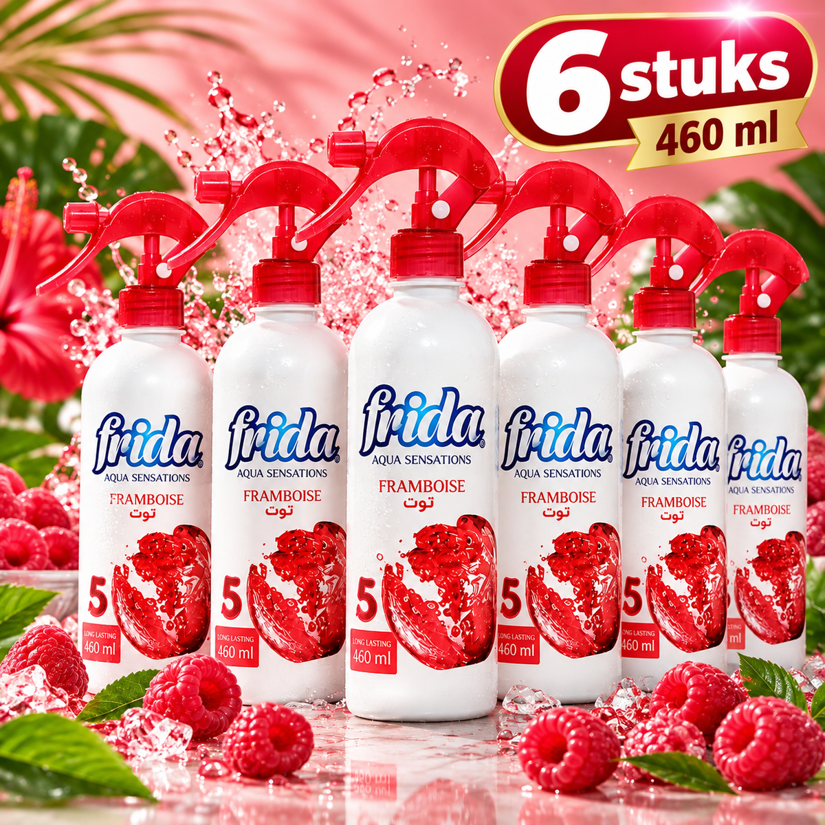 6 Stuks Frida Aqua Sensations Luchtverfrisserspray 460 ml – Verkrijgbaar in 8 Geuren
