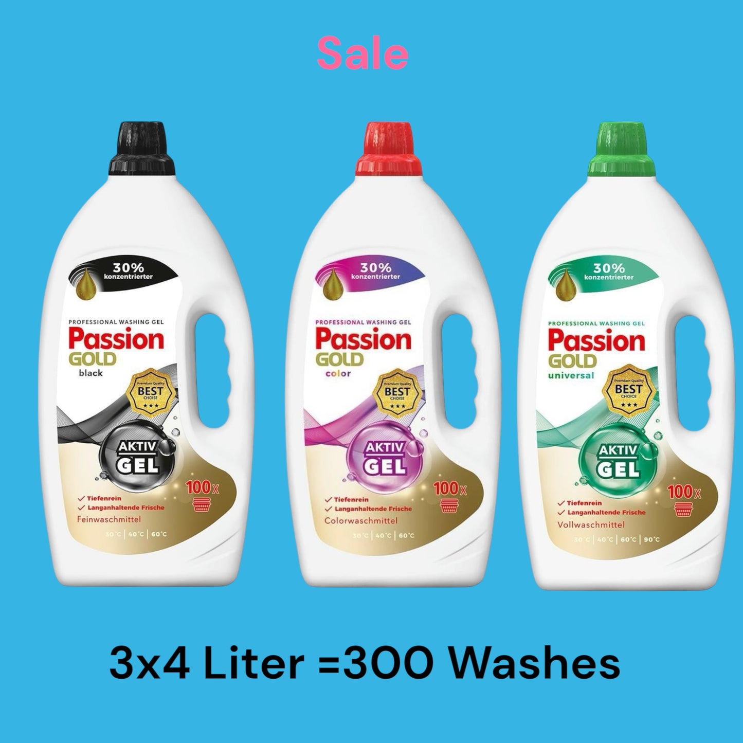 Passion Gold Professional Washing Gel 3X4 Liter